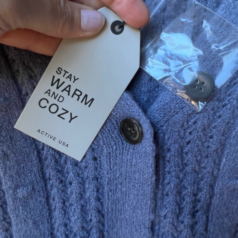 Active USA Blue Button Front Cardigan - NWT - Picture 4 of 12